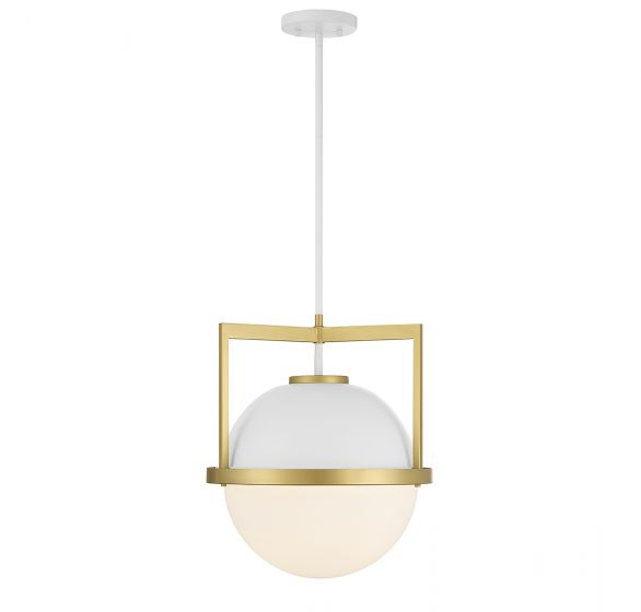 Savoy House Carlysle Pendant Pendants Savoy House White with Warm Brass 1 