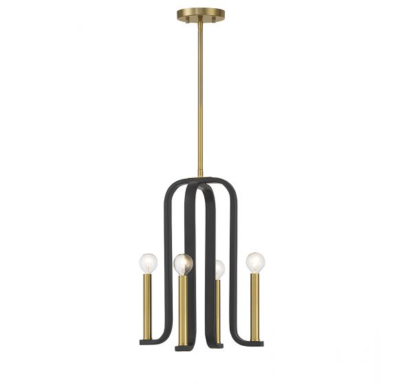 Savoy House Archway Pendant Pendants Savoy House Matte Black with Warm Brass 4 