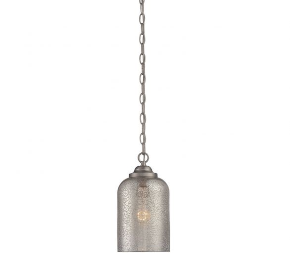 Savoy House Essentials Bally Pendant Pendants Savoy House 6.5x6.5x12 Satin Nickel Silvery Mercury Glass