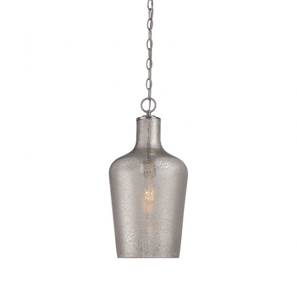 Savoy House Essentials Franklin Pendant Pendants Savoy House 10x10x20 Satin Nickel Silvery Mercury Glass