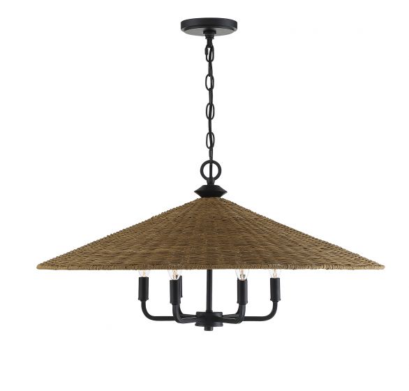 Savoy House Eman Pendant Pendants Savoy House Matte Black with Dark Rattan 6 Rattan