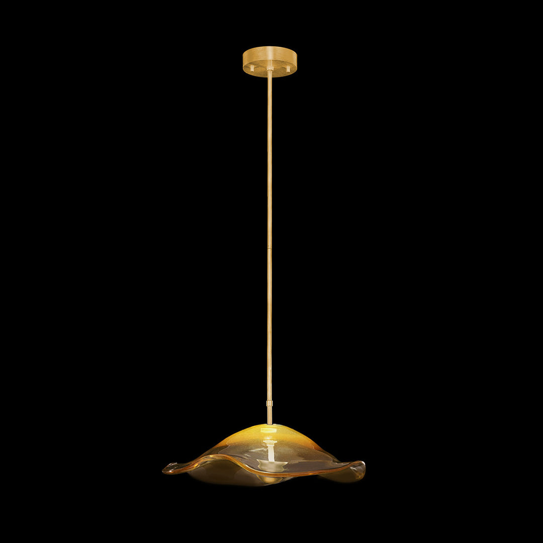 Fine Art Handcrafted Lighting Embark 20"W Round Pendant 100068 in Standard Gold Leaf, Amber (100068-32)