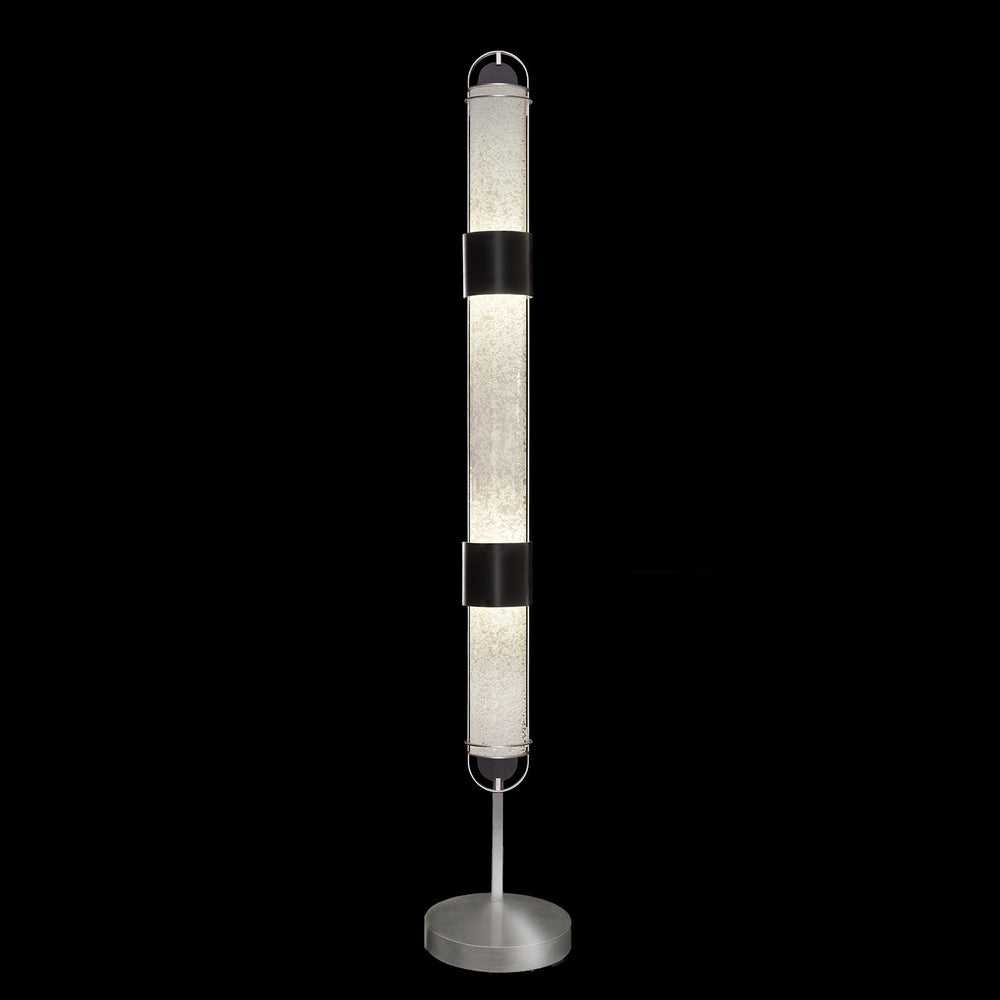 Fine Art Handcrafted Lighting Bond 72"H Floor Lamp in Standard Black Iron with Standard Silver Leaf, Bahama Sand (100011-12)