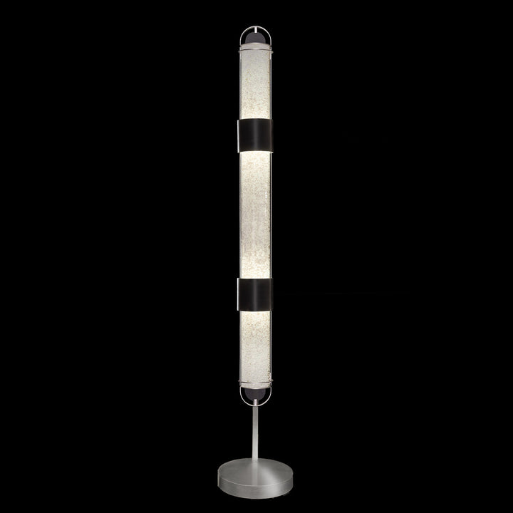 Fine Art Handcrafted Lighting Bond 72"H Floor Lamp in Standard Black Iron with Standard Silver Leaf, Bahama Sand (100011-12)