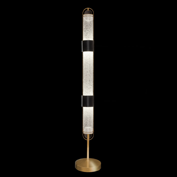 Fine Art Handcrafted Lighting Bond 72"H Floor Lamp in Standard Black Iron with Gold Leaf, Diamond Blanket (100011-21)
