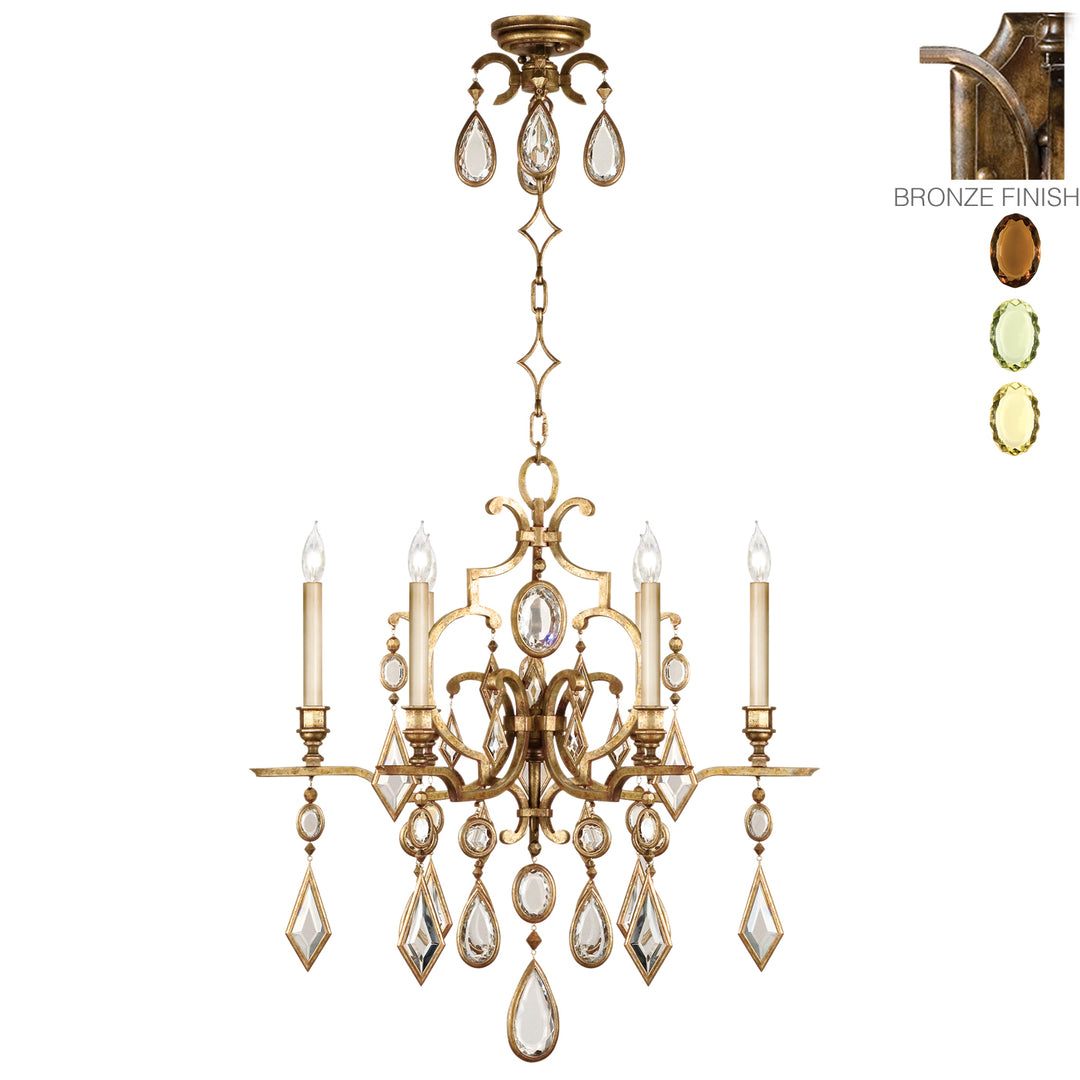 Fine Art Handcrafted Lighting Encased Gems Chandelier Chandeliers Fine Art Handcrafted Lighting Bronze w/Multi-colored Crystal Gems  