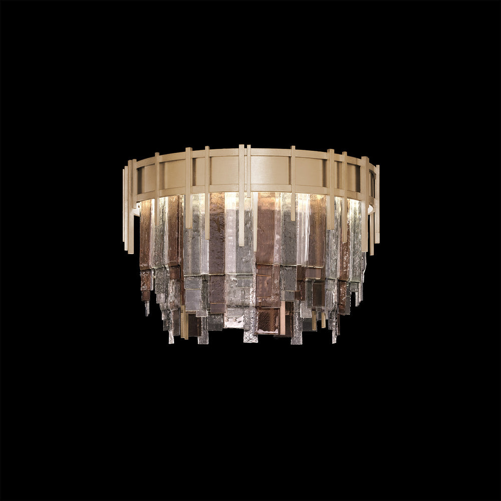 Fine Art Handcrafted Lighting Arpeggio 20.5"W Round Flush Mount in Standard Soft Gold Leaf, Multi-Tone (100079-52)