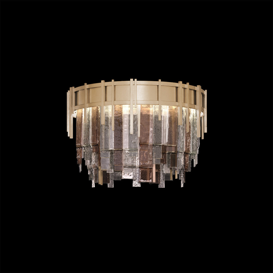 Fine Art Handcrafted Lighting Arpeggio 20.5"W Round Flush Mount in Standard Soft Gold Leaf, Multi-Tone (100079-52)