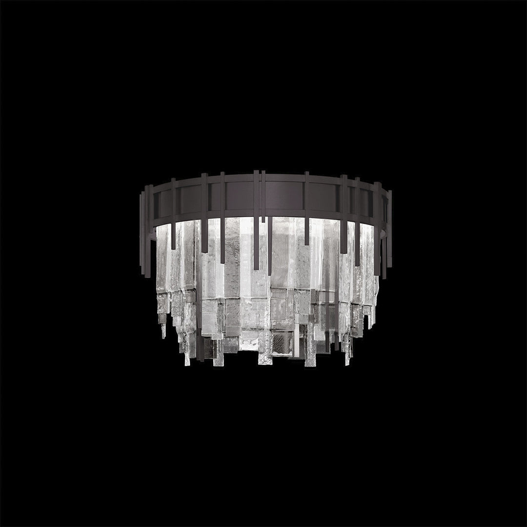 Fine Art Handcrafted Lighting Arpeggio 20.5"W Round Flush Mount in Midnight Steel, Clear (100079-61)