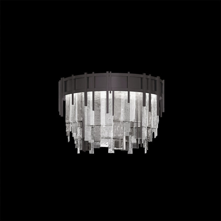 Fine Art Handcrafted Lighting Arpeggio 20.5"W Round Flush Mount in Midnight Steel, Clear (100079-61)
