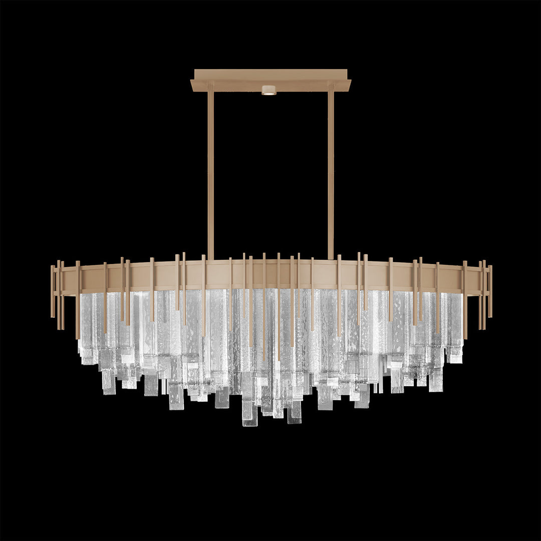Fine Art Handcrafted Lighting Arpeggio 54.5"W Oblong Pendant in Standard Soft Gold Leaf, Clear (100075-51)
