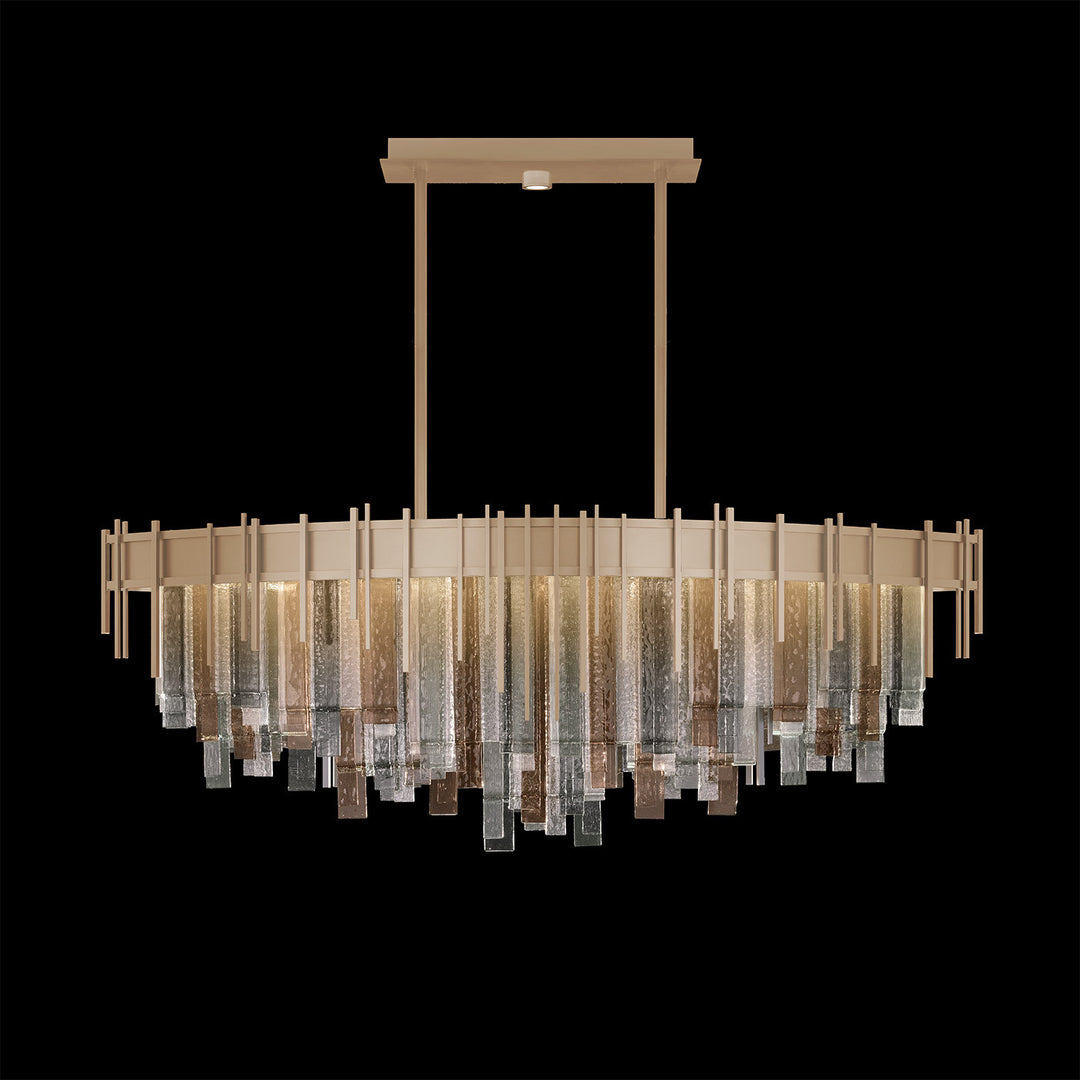 Fine Art Handcrafted Lighting Arpeggio 54.5"W Oblong Pendant in Standard Soft Gold Leaf, Multi-Tone (100075-52)
