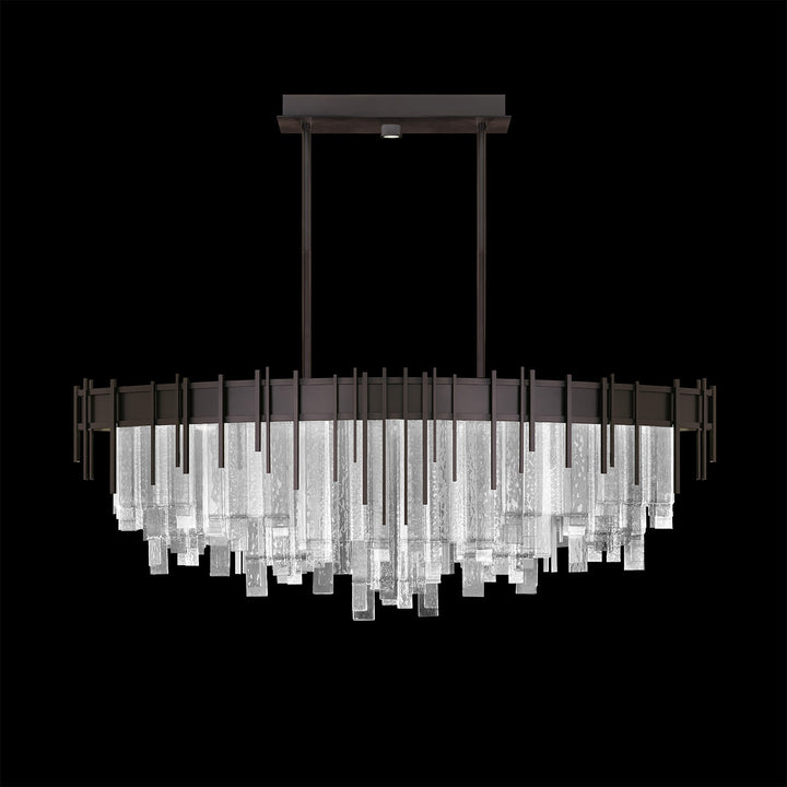 Fine Art Handcrafted Lighting Arpeggio 54.5"W Oblong Pendant in Midnight Steel, Clear (100075-61)