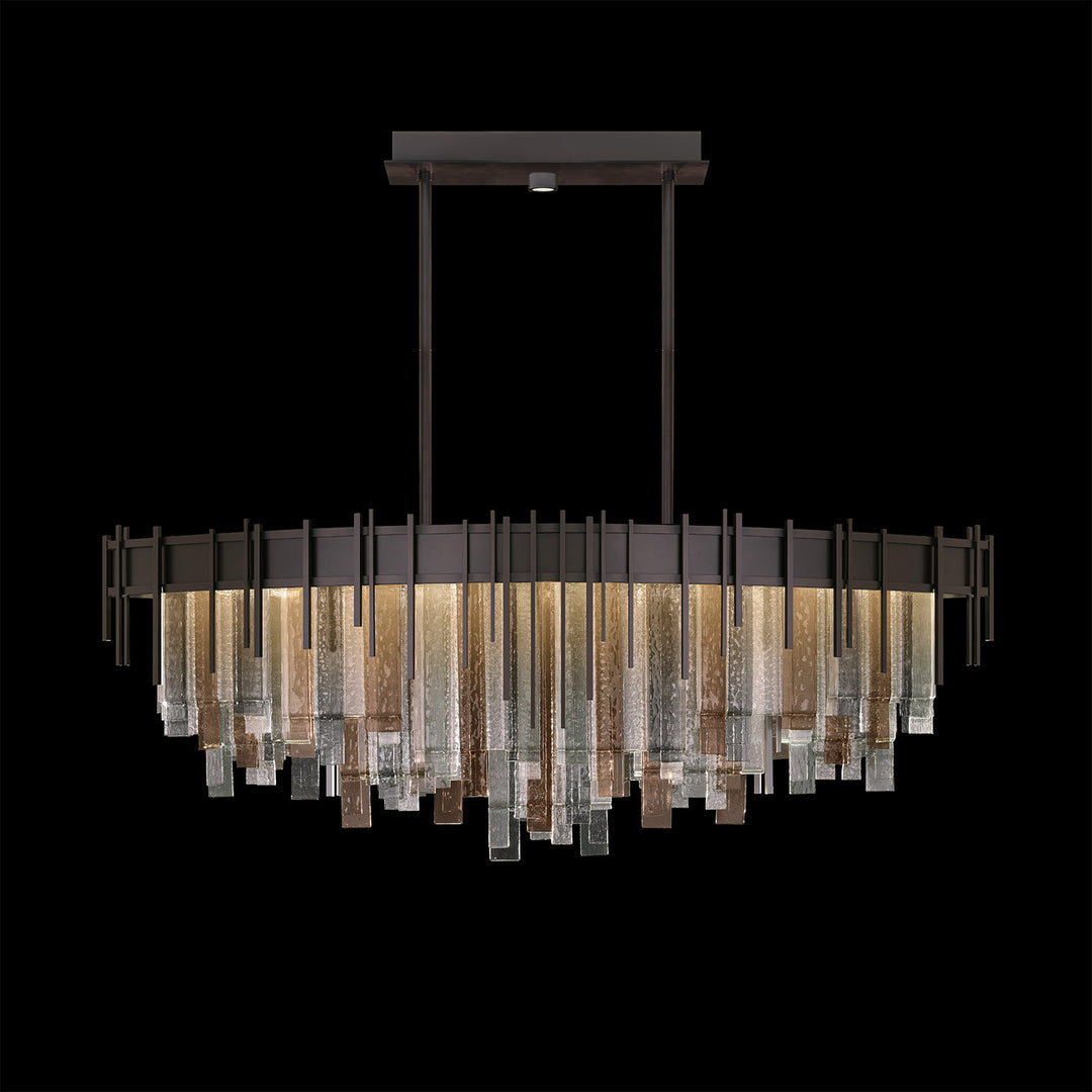 Fine Art Handcrafted Lighting Arpeggio 54.5"W Oblong Pendant in Midnight Steel, Multi-Tone (100075-62)