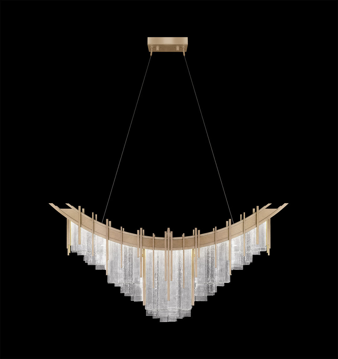 Fine Art Handcrafted Lighting Arpeggio 44.75"W Linear Pendant in Standard Soft Gold Leaf, Clear (100076-51)