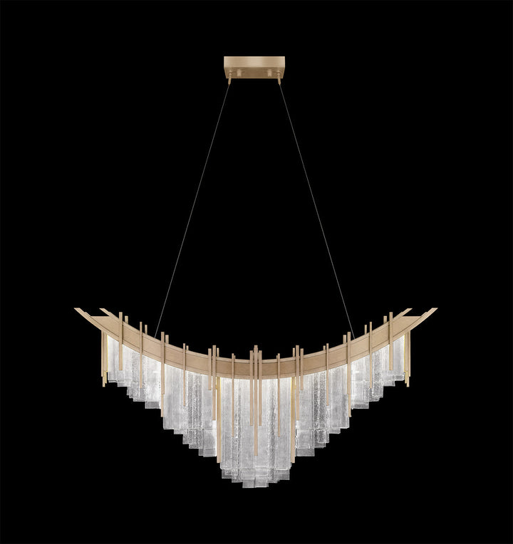 Fine Art Handcrafted Lighting Arpeggio 44.75"W Linear Pendant in Standard Soft Gold Leaf, Clear (100076-51)