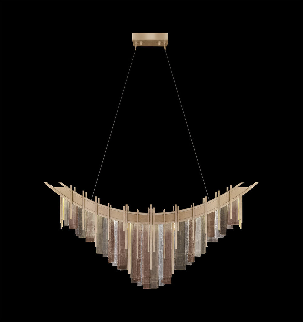 Fine Art Handcrafted Lighting Arpeggio 44.75"W Linear Pendant in Standard Soft Gold Leaf, Multi-Tone (100076-52)