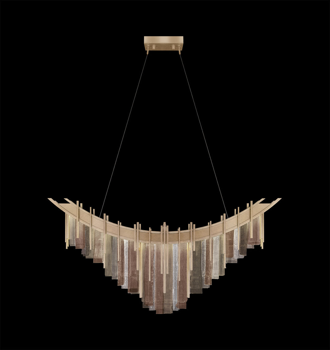 Fine Art Handcrafted Lighting Arpeggio 44.75"W Linear Pendant in Standard Soft Gold Leaf, Multi-Tone (100076-52)