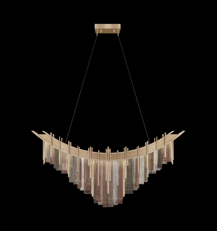 Fine Art Handcrafted Lighting Arpeggio 44.75"W Linear Pendant in Standard Soft Gold Leaf, Multi-Tone (100076-52)