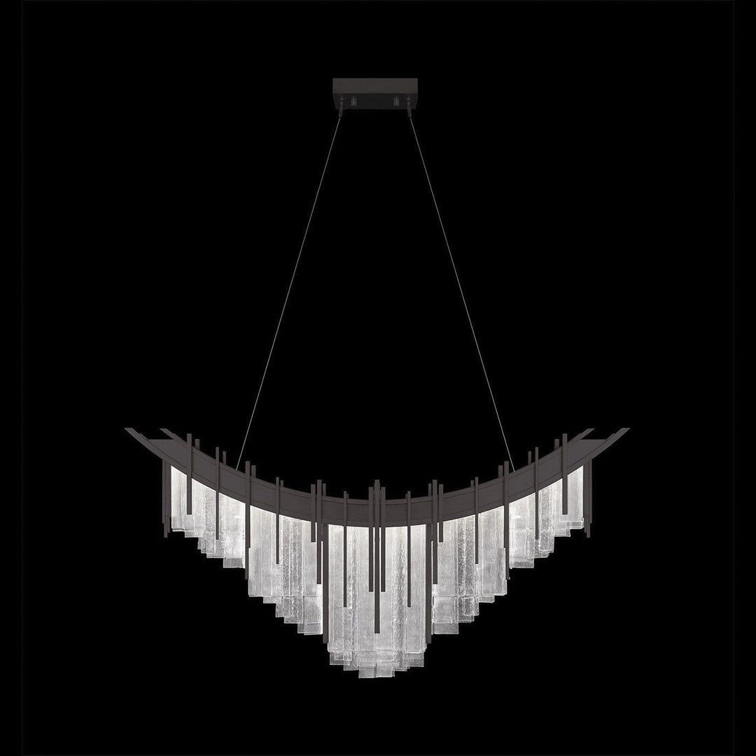 Fine Art Handcrafted Lighting Arpeggio 44.75"W Linear Pendant in Midnight Steel, Clear (100076-61)