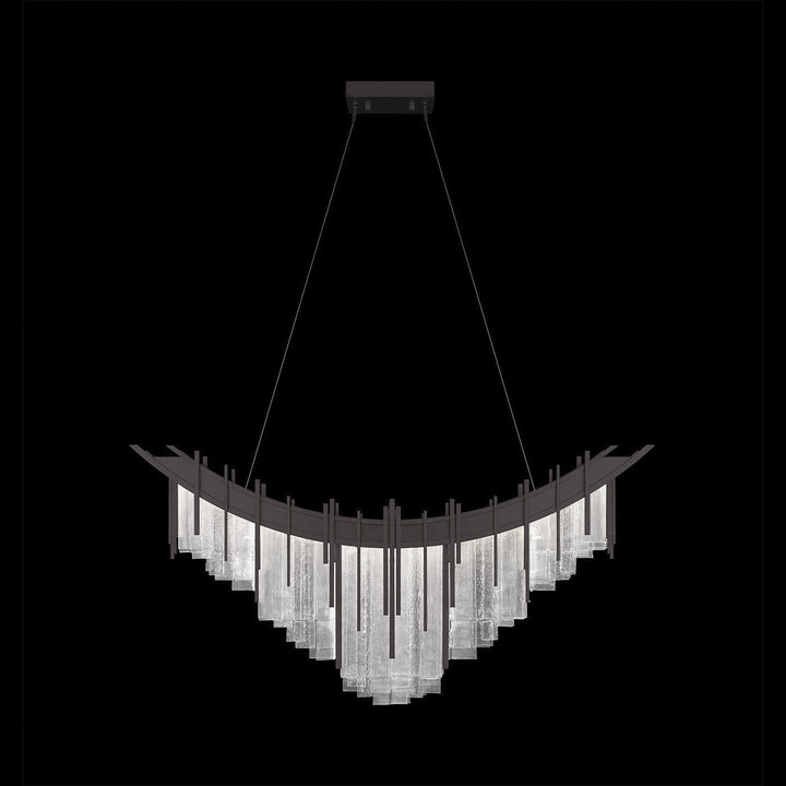 Fine Art Handcrafted Lighting Arpeggio 44.75"W Linear Pendant in Midnight Steel, Clear (100076-61)