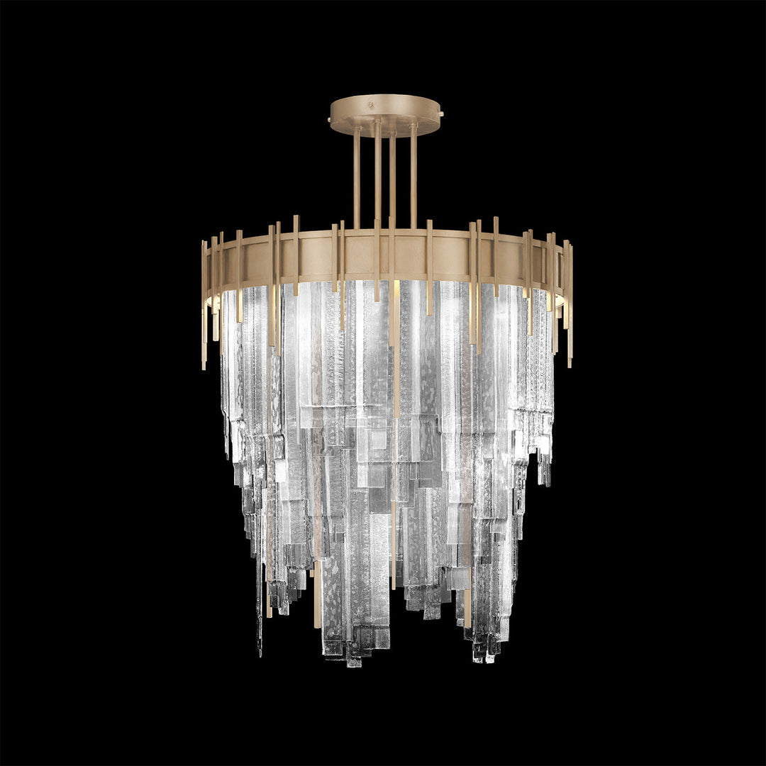 Fine Art Handcrafted Lighting Arpeggio 30.25"W Round Pendant in Standard Soft Gold Leaf, Clear (100077-51)