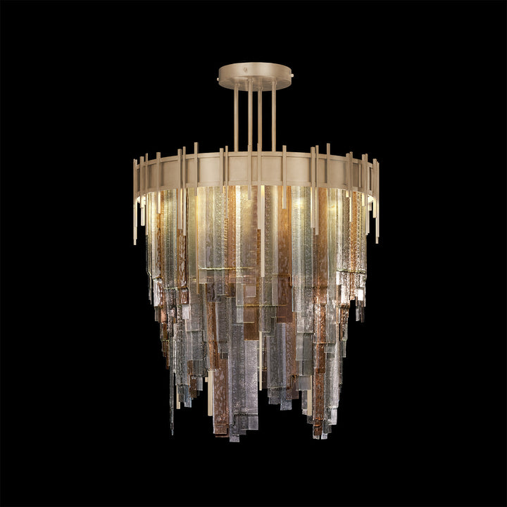 Fine Art Handcrafted Lighting Arpeggio 30.25"W Round Pendant in Standard Soft Gold Leaf, Multi-Tone (100077-52)