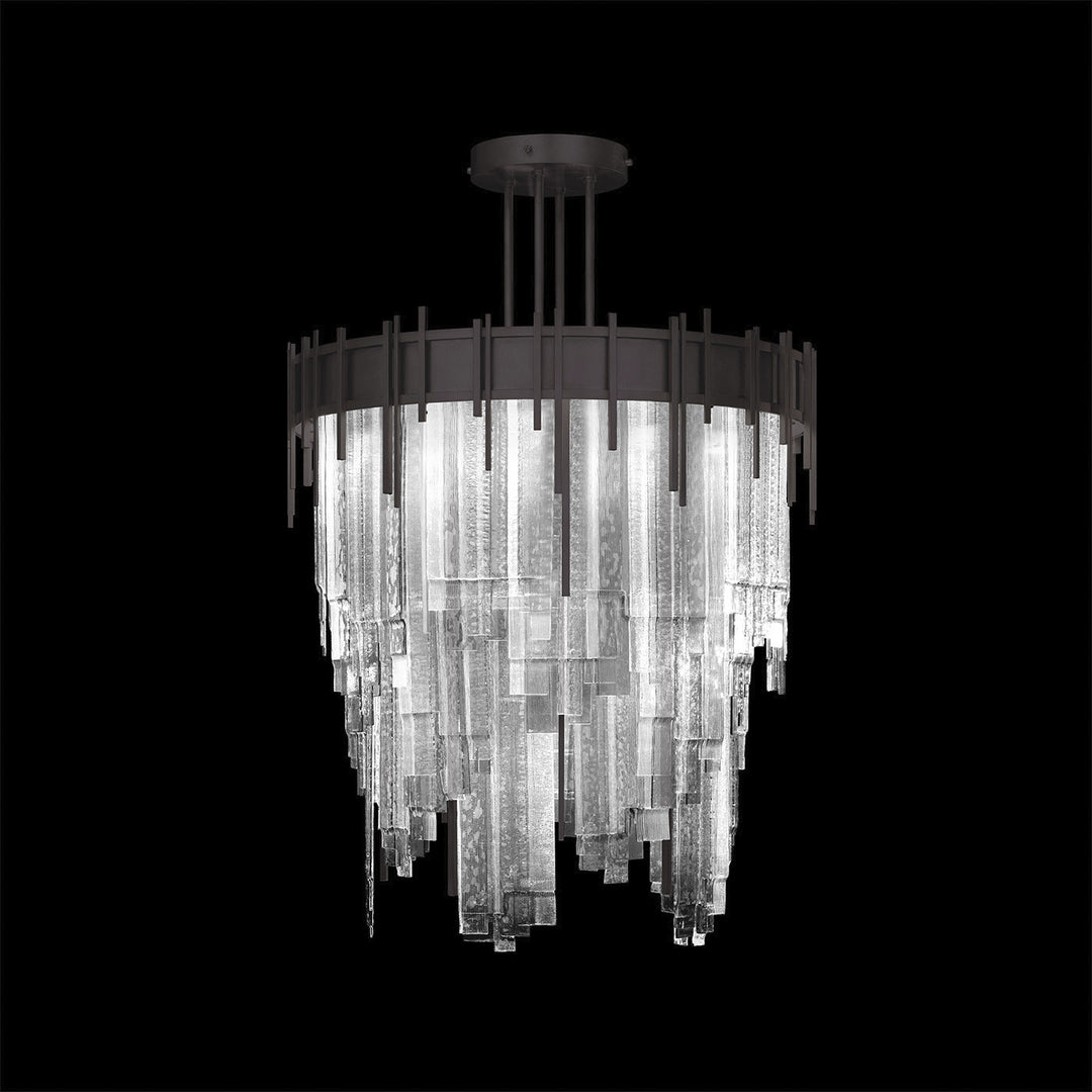 Fine Art Handcrafted Lighting Arpeggio 30.25"W Round Pendant in Midnight Steel, Clear (100077-61)