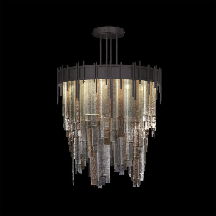 Fine Art Handcrafted Lighting Arpeggio 30.25"W Round Pendant in Midnight Steel, Multi-Tone (100077-62)