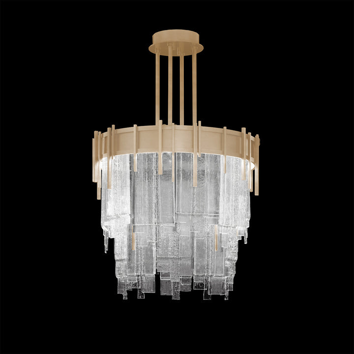 Fine Art Handcrafted Lighting Arpeggio 20.5"W Round Pendant in Standard Soft Gold Leaf, Clear (100078-51)