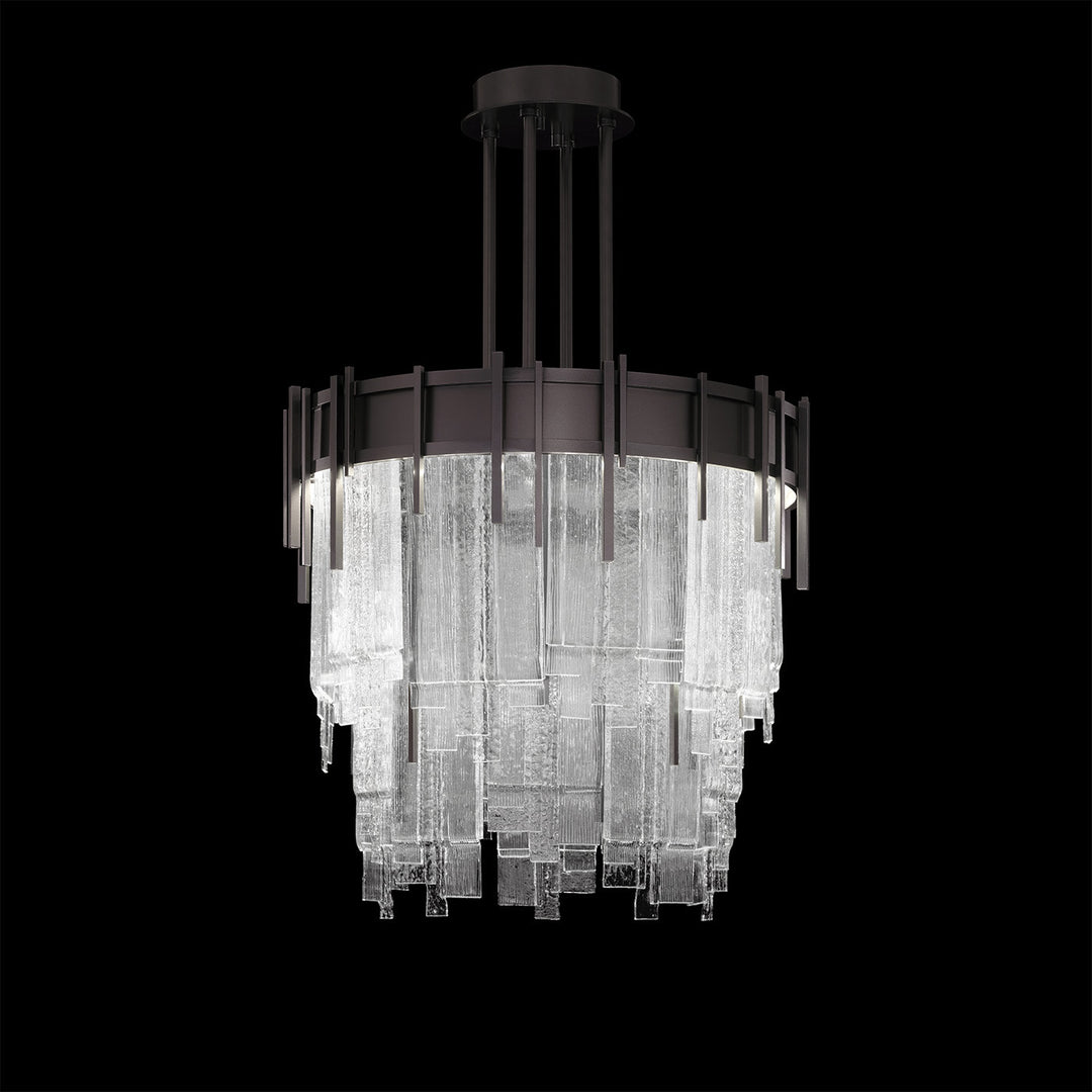 Fine Art Handcrafted Lighting Arpeggio 20.5"W Round Pendant in Midnight Steel, Clear (100078-61)