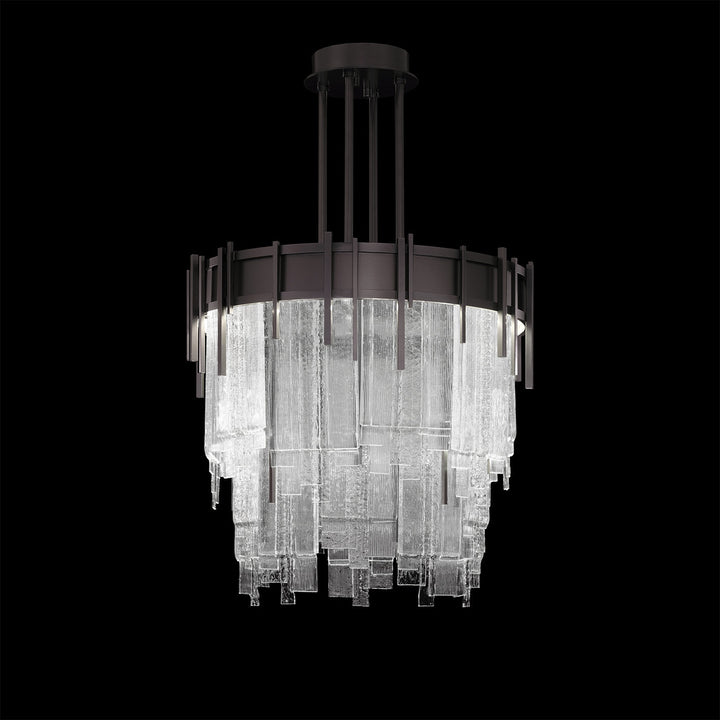 Fine Art Handcrafted Lighting Arpeggio 20.5"W Round Pendant in Midnight Steel, Clear (100078-61)