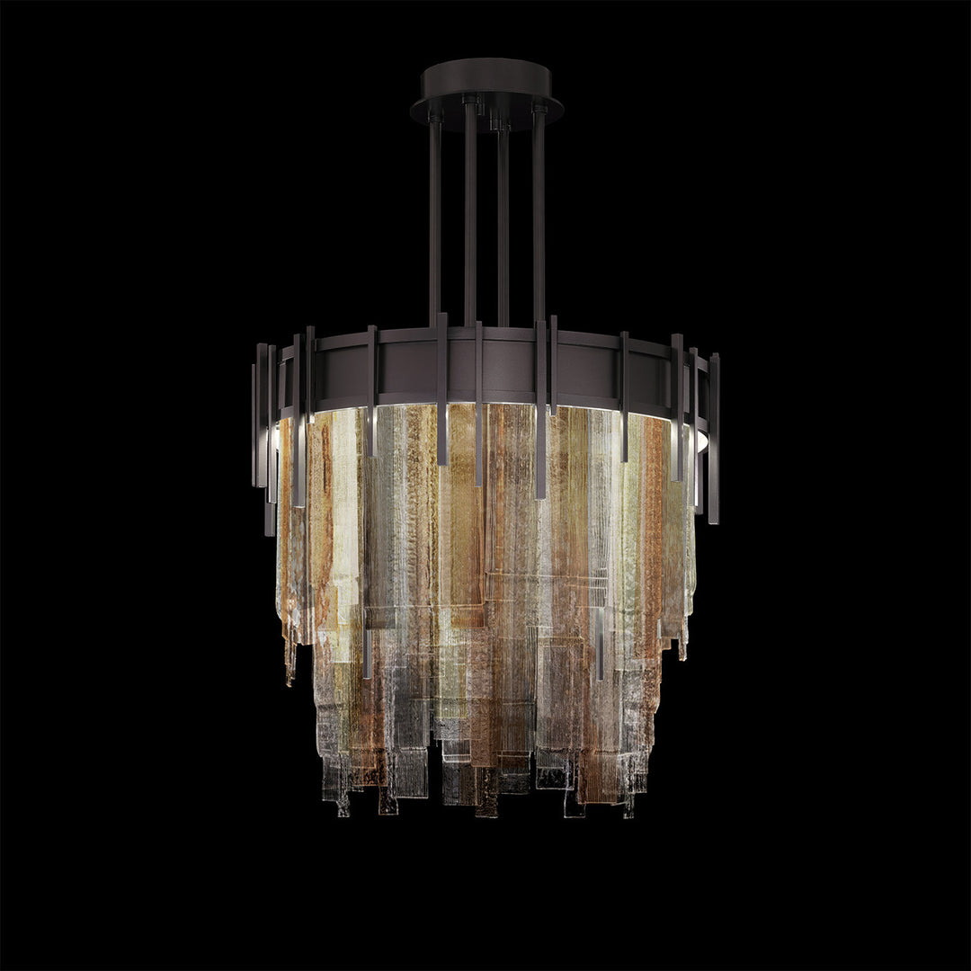 Fine Art Handcrafted Lighting Arpeggio 20.5"W Round Pendant in Midnight Steel, Multi-Tone (100078-62)