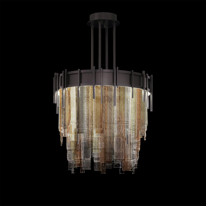 Fine Art Handcrafted Lighting Arpeggio 20.5"W Round Pendant in Midnight Steel, Multi-Tone (100078-62)