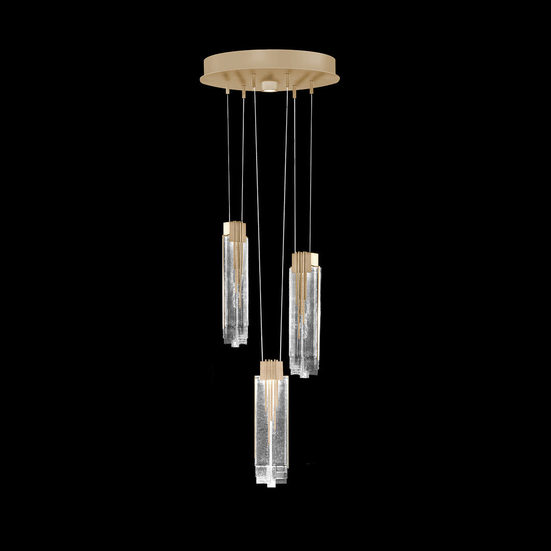 Fine Art Handcrafted Lighting Arpeggio 16"W Round Pendant in Standard Soft Gold Leaf, Clear (100080-51)
