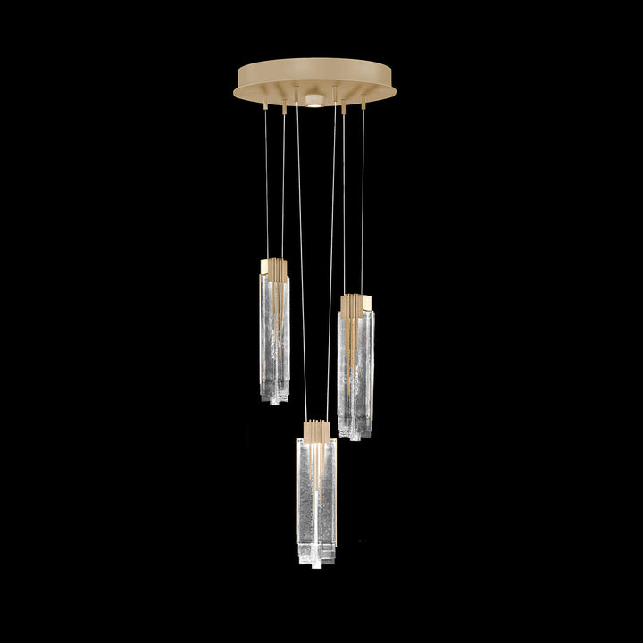Fine Art Handcrafted Lighting Arpeggio 16"W Round Pendant in Standard Soft Gold Leaf, Clear (100080-51)