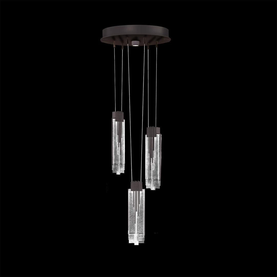 Fine Art Handcrafted Lighting Arpeggio 16"W Round Pendant in Midnight Steel, Clear (100080-61)