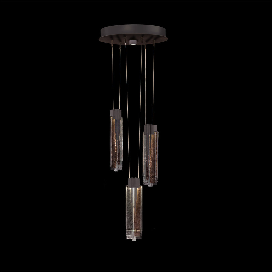 Fine Art Handcrafted Lighting Arpeggio 16"W Round Pendant in Midnight Steel, Multi-Tone (100080-62)