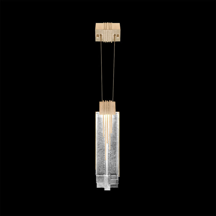 Fine Art Handcrafted Lighting Arpeggio 4.5"W Square Pendant in Standard Soft Gold Leaf, Clear (100081-51)
