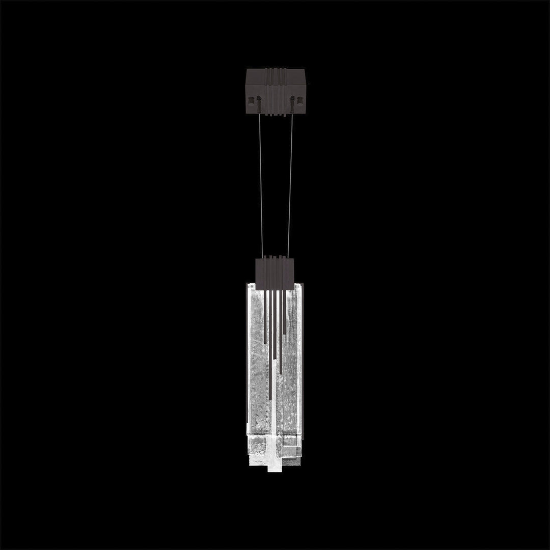 Fine Art Handcrafted Lighting Arpeggio 4.5"W Square Pendant in Midnight Steel, Clear (100081-61)