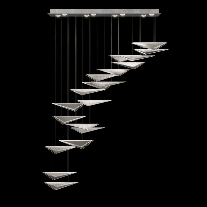 Fine Art Handcrafted Lighting Volo 60.5"W Rectangular Pendant in Standard Silver Leaf, Clear Linear (100116-41)