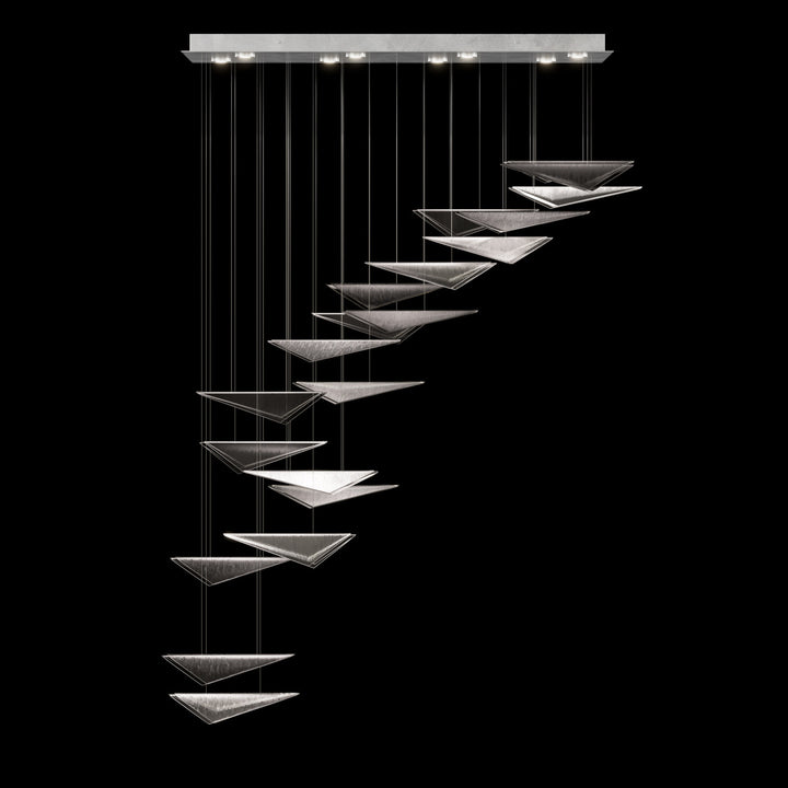 Fine Art Handcrafted Lighting Volo 60.5"W Rectangular Pendant in Standard Silver Leaf, Smoke Linear (100116-42)