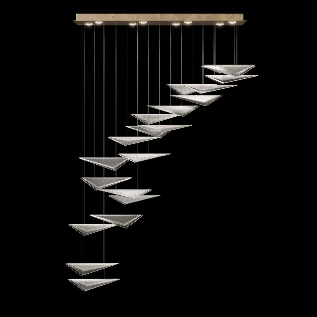 Fine Art Handcrafted Lighting Volo 60.5"W Rectangular Pendant in Standard Soft Gold Leaf, Clear Linear (100116-51)