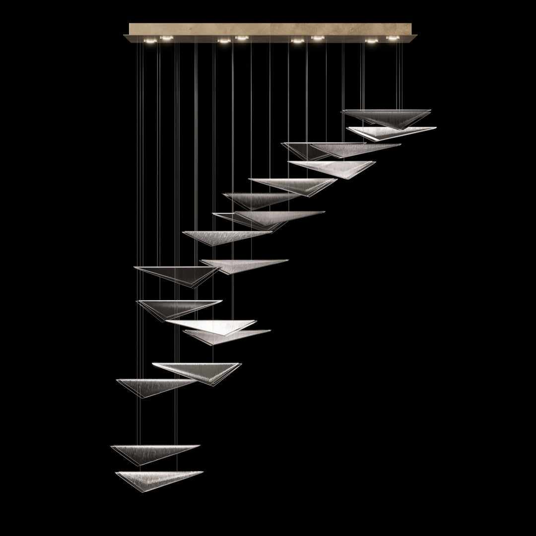 Fine Art Handcrafted Lighting Volo 60.5"W Rectangular Pendant in Standard Soft Gold Leaf, Smoke Linear (100116-52)