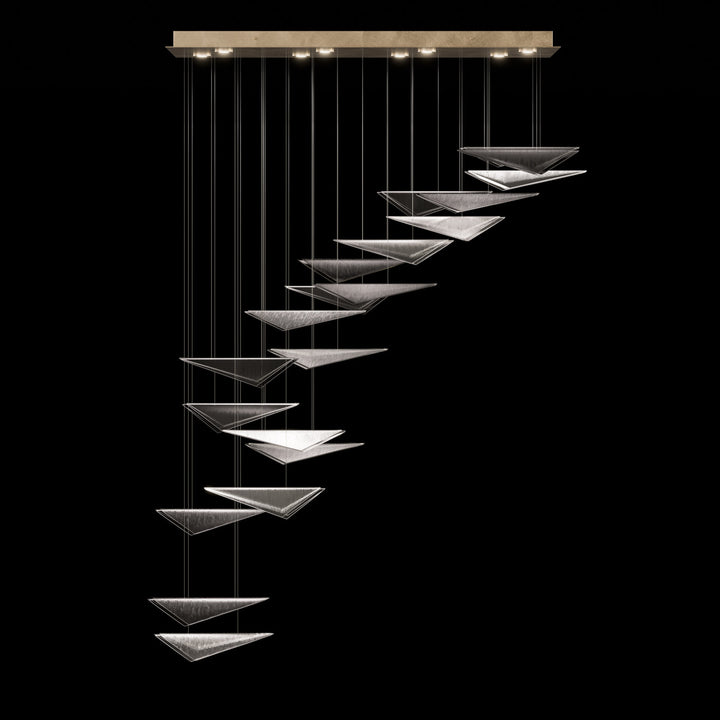 Fine Art Handcrafted Lighting Volo 60.5"W Rectangular Pendant in Standard Soft Gold Leaf, Smoke Linear (100116-52)