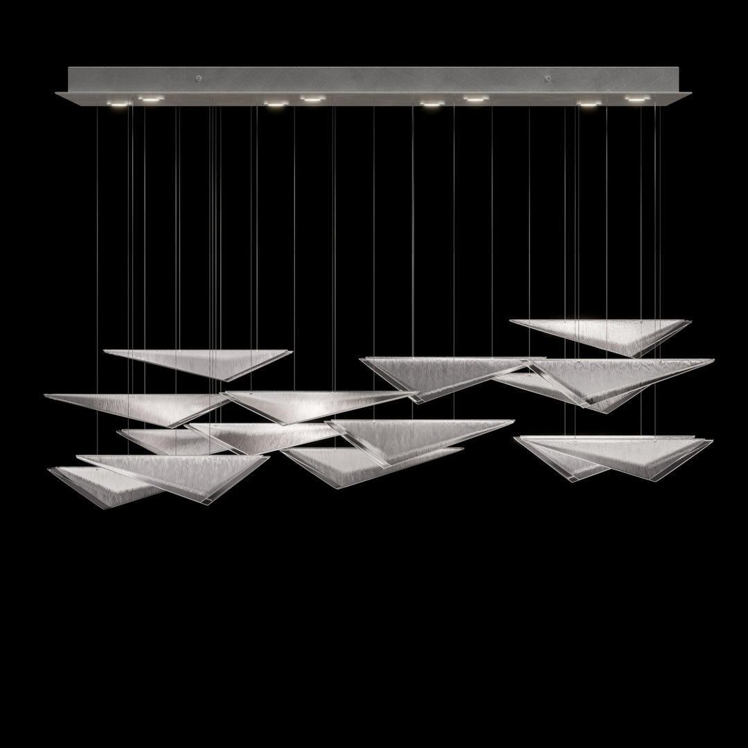 Fine Art Handcrafted Lighting Volo 58"W Rectangular Pendant 100117 in Standard Silver Leaf, Clear Linear (100117-41)