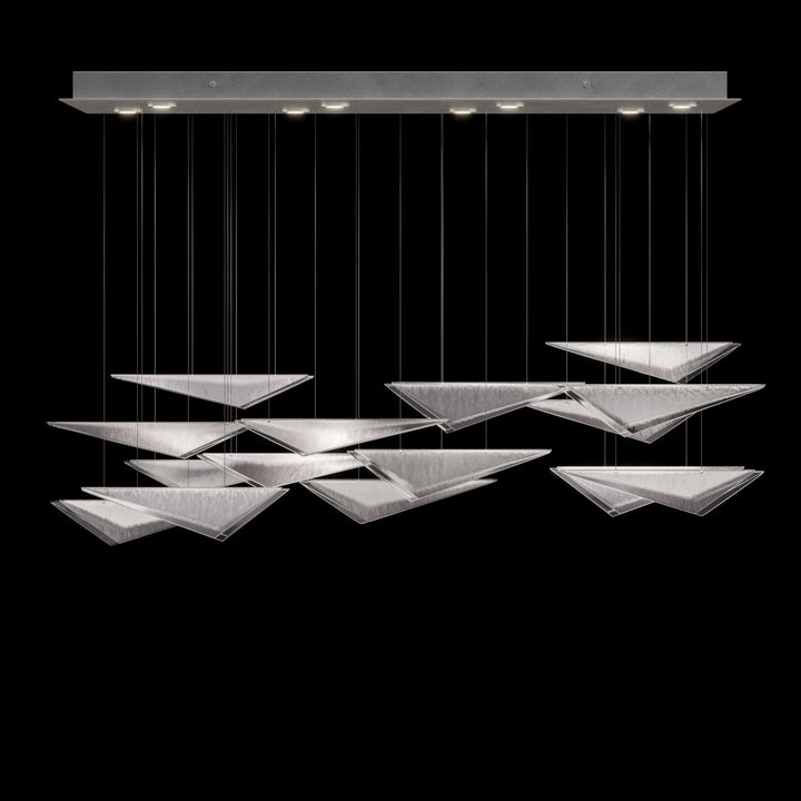 Fine Art Handcrafted Lighting Volo 58"W Rectangular Pendant 100117 in Standard Silver Leaf, Clear Linear (100117-41)