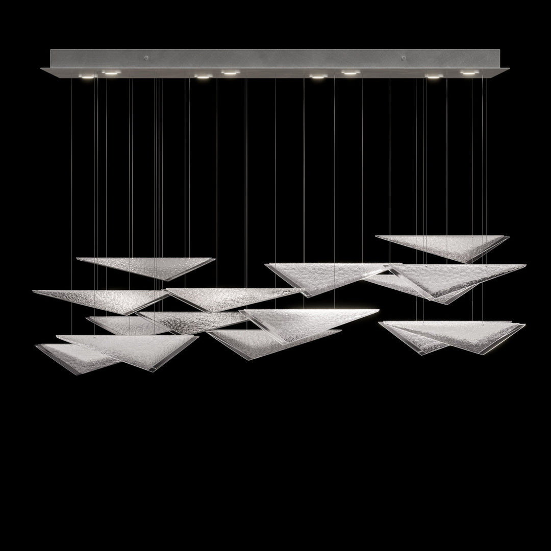 Fine Art Handcrafted Lighting Volo 58"W Rectangular Pendant 100117 in Standard Silver Leaf, Clear Hammered (100117-44)