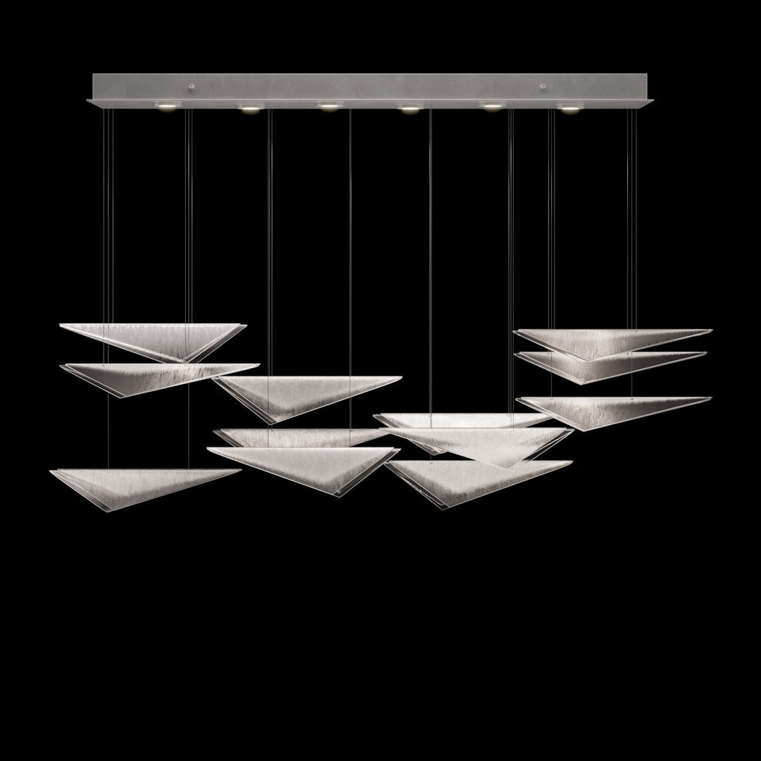 Fine Art Handcrafted Lighting Volo 58"W Rectangular Pendant 100118 in Standard Silver Leaf, Clear Linear (100118-41)