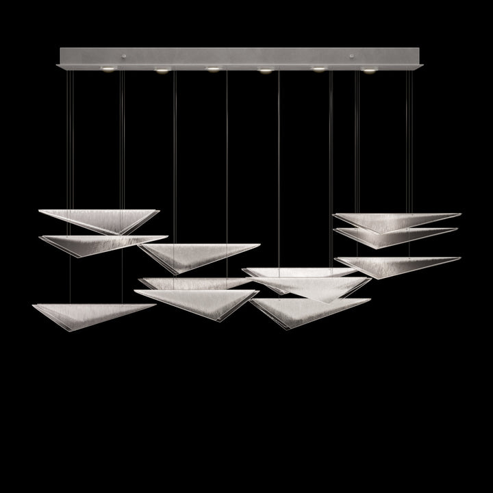 Fine Art Handcrafted Lighting Volo 58"W Rectangular Pendant 100118 in Standard Silver Leaf, Clear Linear (100118-41)